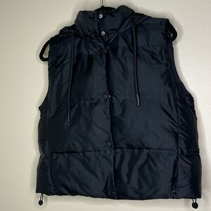 Zara Charcoal Puffer Vest with Hood